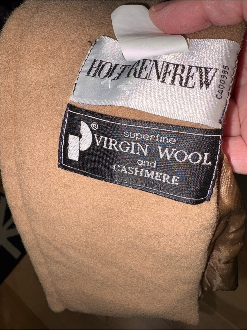 Women's Double-Breasted Tan Pea Coat 85% Wool et 15% cachemire - Picture 7 of 10